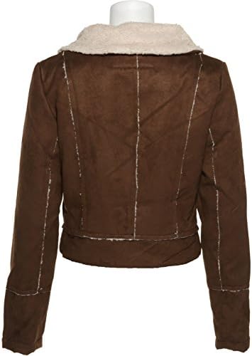 POETRY CLOTHING Suedette Plush Raw Edge Jacket,BRN,M