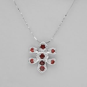 Necklace With 3.00ctw Genuine Garnets in 925 Sterling silver. Total item weight 6.5g Length 16in