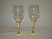 italian daisy champagne flute / wine glass gold rim white flower 2 pc set of wine glasses