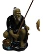 Chinese fisherman with fishing pole - cobalt blue shirt, hand glazed ceramic Chinese fisherman with fishing pole - cobalt blue shirt, hand glazed ceramic