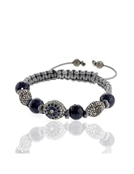 4.67cts Pave Diamond Macrame Beaded Bracelet 41.8cts Gemstone Silver Party Jewelry