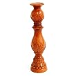 Handmade Wooden Candleholder With Natural Finish and Delicate Leaf Pattern