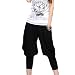 Allegra K Lady Elastic Waist Stretchy Hip Hop Capri Pants Black S