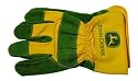 PAIR OF JOHN DEERE GLOVES. LEATHER PALM W/ EMBROIDERED CUFF
