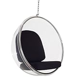 LexMod Eero Aarnio Style Bubble Chair With Black Pillows LexMod Eero Aarnio Style Bubble Chair With Black Pillows