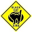BLACK CAT CROSSING animal pet scary sign