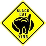 BLACK CAT CROSSING animal pet scary sign