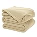 DOZZZ King Polar-Fleece Thermal Blanket Beige (108 by 90 Inches) - Extra Soft Brush Fabric, Super Warm Bed Fleece Blanket Lightweight Couch Throw Blanket, Easy Care, Machine Washable Blanket