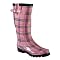 Women's Pinky Plaid Rain Boots - Pink