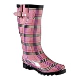 Women's Pinky Plaid Rain Boots - Pink