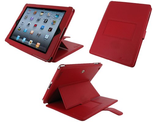 rooCASE Convertible Premium Leather (Red) Case Cover with 24 Angle Adjustable Stand for Apple iPad 2 / iPad 3 / The new iPad