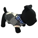 Alfie Couture Designer Pet Apparel - Tara Flannel Shirt Sweater - Color: Grey, Size: S