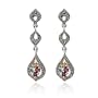 Sterling Silver Marcasite and Multi-Color Gem Drop Post Earrings
