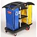 Rubbermaid 9T79 Full Size Housekeeping Service Cart with Zippered Yellow Vinyl Bags, 2 Shelves, Black, 44" Height, 51-3/4" Length x 22" Width