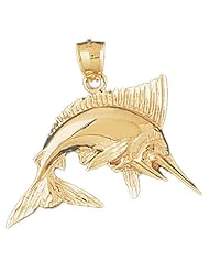 Dazzlers Solid 14k Gold Marlin Trout Fish Charm Pendant Available in three colors from jewelsberry (weights: 12.5 grams only)