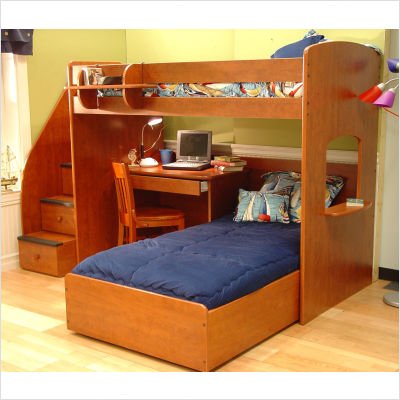 Utica Loft Twin Bunk Bed Finish: White, Knob Color: Nutmeg