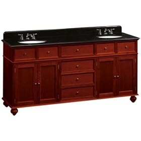 Hampton Bay Double Sink Cabinet Black Granite Hazel Brown by Home Decorators Collection