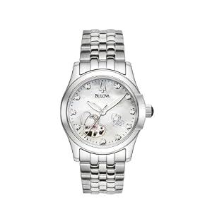 Bulova Ladies 96P114 Automatic and Mechanical Diamond Mother-Of-Pearl Dial Watch