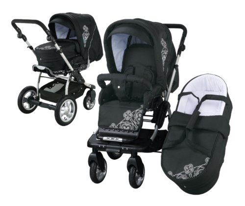 knorr-baby 808930 - Kombikinderwagen Alu Miko, black-white Preisvergleich