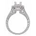 Vintage Style Diamond Engagement Semi Mount Ring 14k White Gold in Pave Setting (3/4 Cttw, Vs Clarity, F Color) image 2