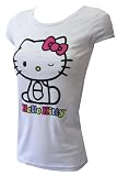 Hello Kitty Winking Fitted Tee with Burnout Bow Pattern for women