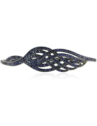 Blue Sapphire Pave Palm Bracelet .925 Sterling Silver Fashion Jewelry