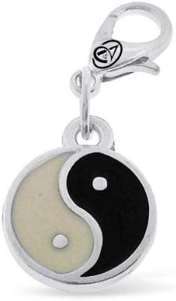 Addicting Charms Double Sided Ying Yang with Enamel Charm for Bracelet or Pendant Necklace with Lobster Clasp Free Necklace Included