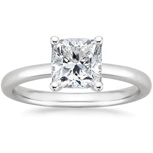 Platinum Solitaire Diamond Engagement Ring Cushion Cut ( J Color VS2 Clarity 4.01 ctw) - Size 7.5