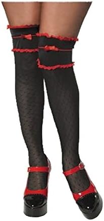 Std Size (Up to 12, 160 lbs) Every Witch Way Adult Red and Black Lace-top Thigh Highs