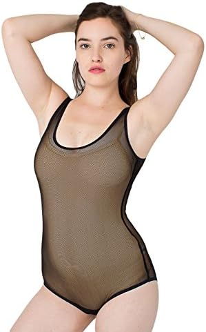 American Apparel Mesh Bodysuit - Black Thin Diamond Mesh / XS