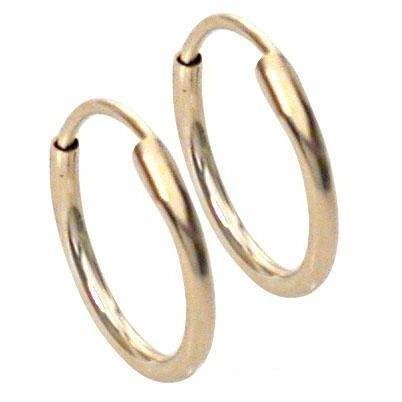 14K Yellow Gold Round 10mm Hoop Earrings Baby Jewelry