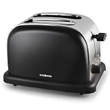 Produkt-Bild: Klarstein 2-Scheiben Toaster Vintage Edelstahl (1000W, 6-stufig mit Auftau-, Bagel- & Aufw&auml;rmfunktion) schwarz