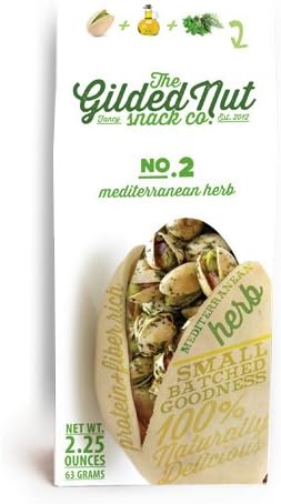 The Gilded Nut - Mediterranean Herb Pistachios, In Shell, Seasoned &amp; Roasted - 2.25 oz (Pack of 6)