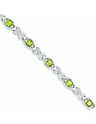 Genuine .925 Sterling Silver Diamond & Peridot Bracelet 9.7 Grams . 100% Satisfaction Guaranteed.