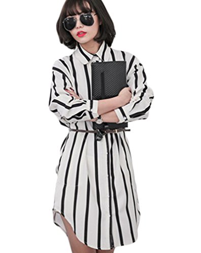 (ディーコッテ)D'Kotte シャツ ワンピース ストライプ きれいめ 春 夏 チュニック ワンピ ひざ 丈 膝丈 おおきめ シャツ ロング レディース neax211