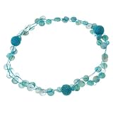 Turquoise Blue Shell Collar Necklace with Crochet Beads