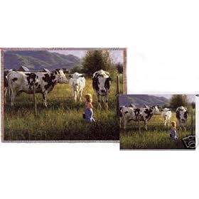 Anniken And the Cows Throw - 70 x 53 Blanket/Throw