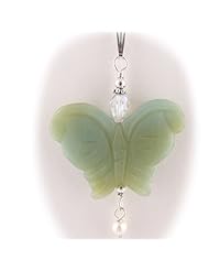 Amazonite Butterfly Pendant Sterling Silver Cable Chain