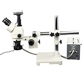 IMAGE OF Boom Stand Stereo Microscope with Fiber Ring and Y Lights + 9.0MP Camera (Support All Windows OS)