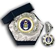 Us Air Force Insignia Picture On A 4" Diamond Glass. Jewelry Box Included