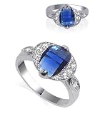 Eye-Catching Blue Sapphire Cubic Zirconia Band .925 Sterling Silver Ring