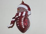 NEBRASKA CORNHUSKERS 2.75 Striped Snowman with Scarf Touchdown Football CHRISTMAS ORNAMENT
