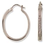 10K White Gold Diamond Hoop Earrings