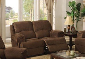 Upholstery Recliner Loveseat Sofa - Coco Brown Finish