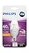Philips 458687 60W Equivalent Dimmable Candelabra Base Decorative Candle LED Light Bulb with Warm Glow Effect