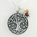 Round Sterling Silver Tree of Life Pendant with Citrine and Garnet an 16" Box Chain, #8530