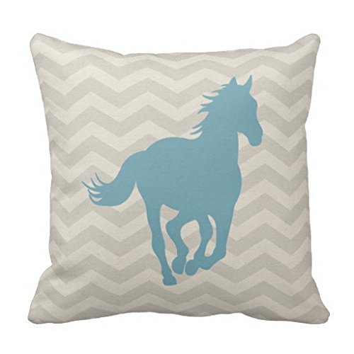 Generic Horse Chevron Pattern Light Blue Grey Cream Throw Pillow Case Decor Cushion Covers Square 18*18 Inch