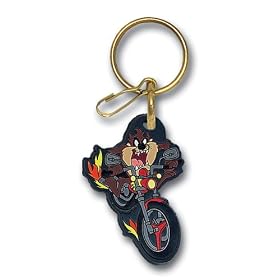 Taz On Motorcycle Plastisol Key Chain