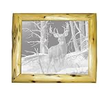Log Framed Wildlife Deer Etched Mirror Rustic Cabin Wall Decor