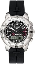Tissot Men's T-Touch Polished Titanium Black Rubber Watch #T33.7.898.92